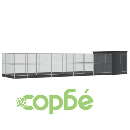 Волиера с удължение сребриста 1118x303x216 см стомана ➤ топ цена ➤ sorbe.bg