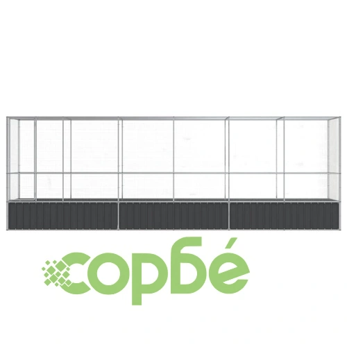 Волиера с удължение сребриста 626,5x107x212 см стомана ➤ топ цена ➤ sorbe.bg