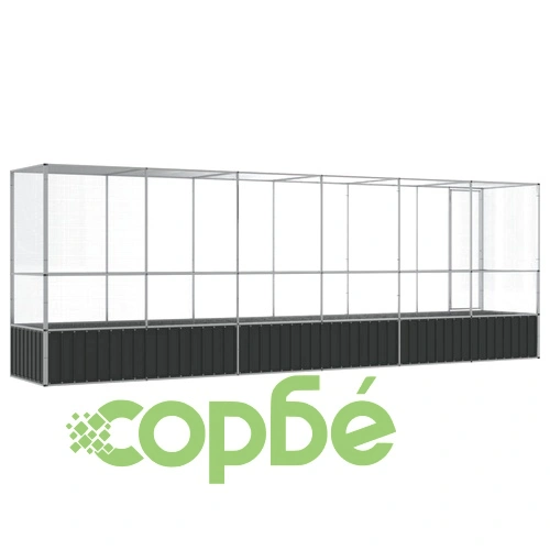 Волиера с удължение сребриста 626,5x107x212 см стомана ➤ топ цена ➤ sorbe.bg