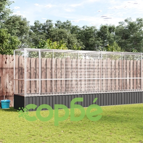 Волиера с удължение сребриста 626,5x107x212 см стомана ➤ топ цена ➤ sorbe.bg