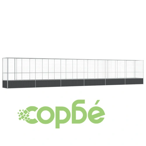 Волиера с удължение сребриста 1250,5x107x212 см стомана ➤ топ цена ➤ sorbe.bg