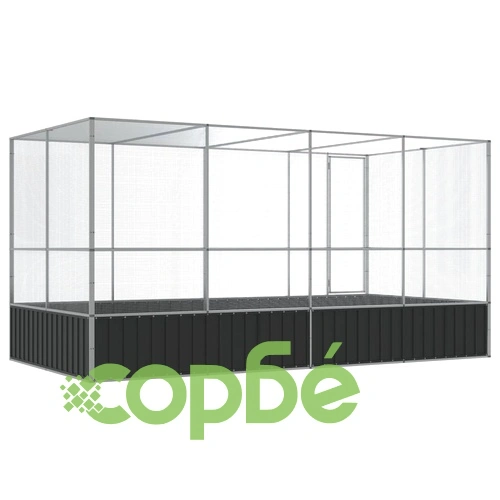 Волиера с удължение сребриста 418x207x212 см стомана ➤ топ цена ➤ sorbe.bg
