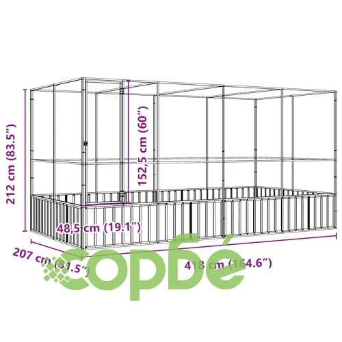 Волиера с удължение сребриста 418x207x212 см стомана ➤ топ цена ➤ sorbe.bg