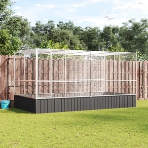 Волиера с удължение сребриста 418x207x212 см стомана