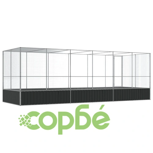 Волиера с удължение сребриста 625x207x212 см стомана ➤ топ цена ➤ sorbe.bg