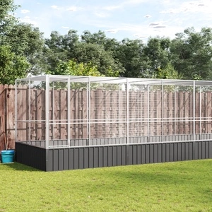 Волиера с удължение сребриста 625x207x212 см стомана