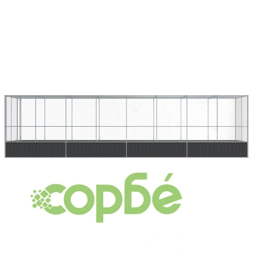 Волиера с удължение сребриста 832x207x212 см стомана ➤ топ цена ➤ sorbe.bg