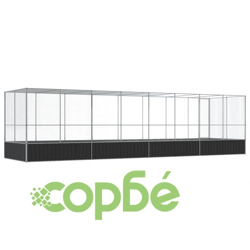 Волиера с удължение сребриста 832x207x212 см стомана ➤ топ цена ➤ sorbe.bg