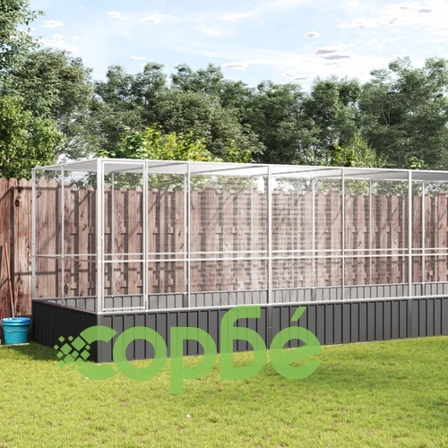 Волиера с удължение сребриста 832x207x212 см стомана ➤ топ цена ➤ sorbe.bg