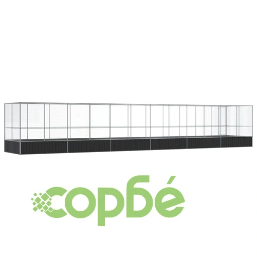 Волиера с удължение сребриста 1246x207x212 см стомана ➤ топ цена ➤ sorbe.bg