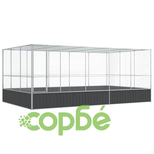 Волиера с удължение сребриста 518x307x212 см стомана ➤ топ цена ➤ sorbe.bg