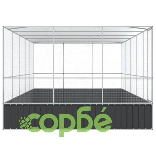 Волиера с удължение сребриста 518x307x212 см стомана ➤ топ цена ➤ sorbe.bg
