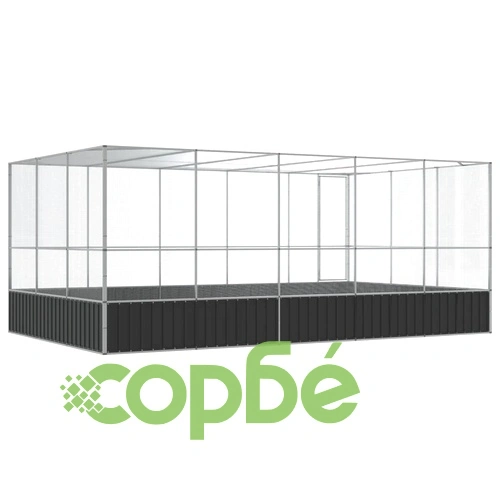 Волиера с удължение сребриста 518x307x212 см стомана ➤ топ цена ➤ sorbe.bg