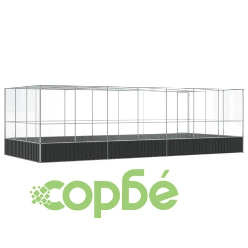Волиера с удължение сребриста 725x307x212 см стомана ➤ топ цена ➤ sorbe.bg