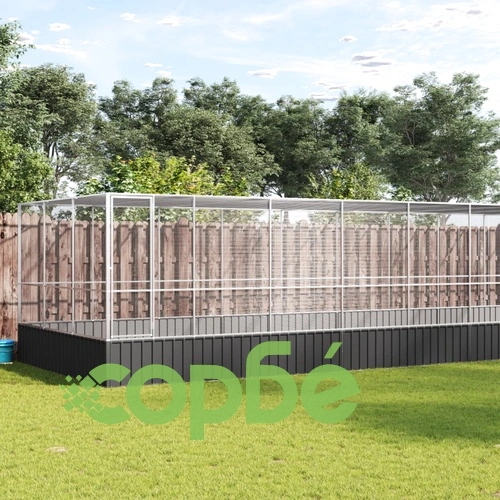 Волиера с удължение сребриста 932x307x212 см стомана ➤ топ цена ➤ sorbe.bg