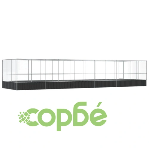 Волиера с удължение сребриста 1139x307x212 см стомана ➤ топ цена ➤ sorbe.bg