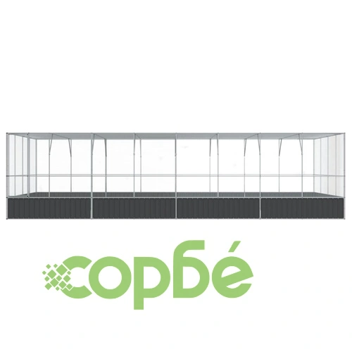 Волиера с удължение сребриста 832x414x212 см стомана ➤ топ цена ➤ sorbe.bg