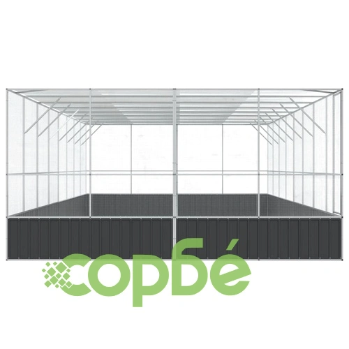 Волиера с удължение сребриста 832x414x212 см стомана ➤ топ цена ➤ sorbe.bg