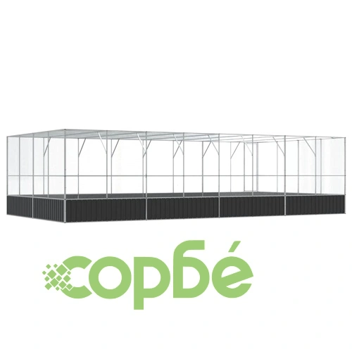 Волиера с удължение сребриста 832x414x212 см стомана ➤ топ цена ➤ sorbe.bg