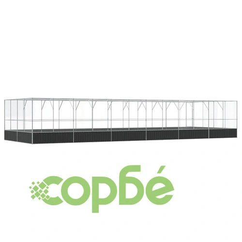 Волиера с удължение сребриста 1246x414x212 см стомана ➤ топ цена ➤ sorbe.bg