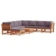 Градински лаундж комплект с възглавници, 9 части, акация масив