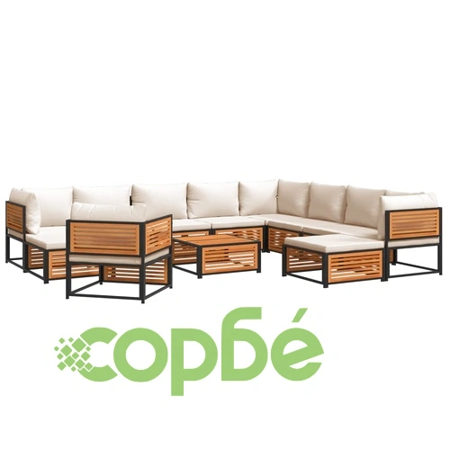 Градински комплект диван 12 части с възглавници акация масив ➤ топ цена ➤ sorbe.bg