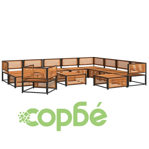 Градински комплект диван 12 части с възглавници акация масив ➤ топ цена ➤ sorbe.bg