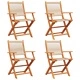 Сгъваеми градински столове, 4 бр, бежови, акация масив