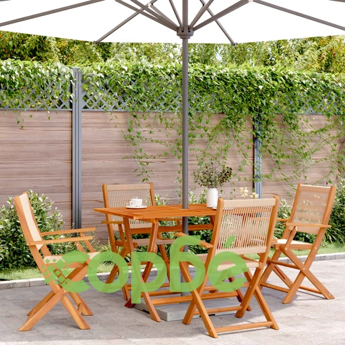 Сгъваеми градински столове, 4 бр, бежови, акация масив ➤ топ цена ➤ sorbe.bg