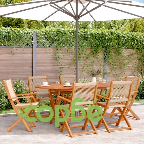 Сгъваеми градински столове, 6 бр, бежови, акация масив ➤ топ цена ➤ sorbe.bg