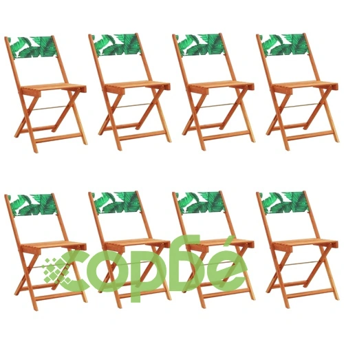 Сгъваеми градински столове 8 бр зелен плат и масивно дърво ➤ топ цена ➤ sorbe.bg