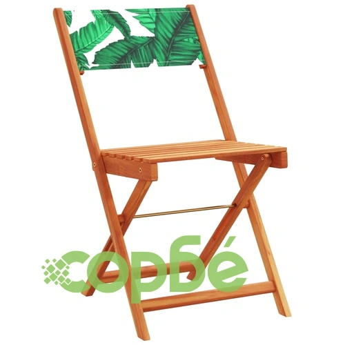 Сгъваеми градински столове 8 бр зелен плат и масивно дърво ➤ топ цена ➤ sorbe.bg