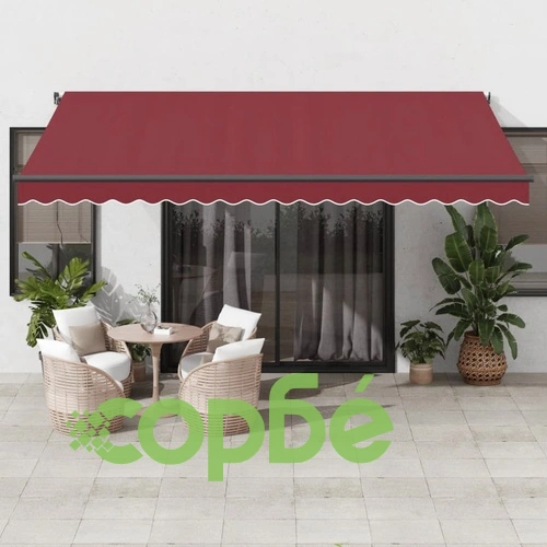 Автоматично прибираща се тента с LED, бордо, 450x350 см ➤ топ цена ➤ sorbe.bg
