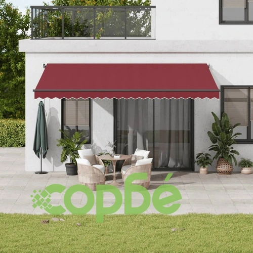 Автоматично прибираща се тента с LED, бордо, 500x350 см ➤ топ цена ➤ sorbe.bg