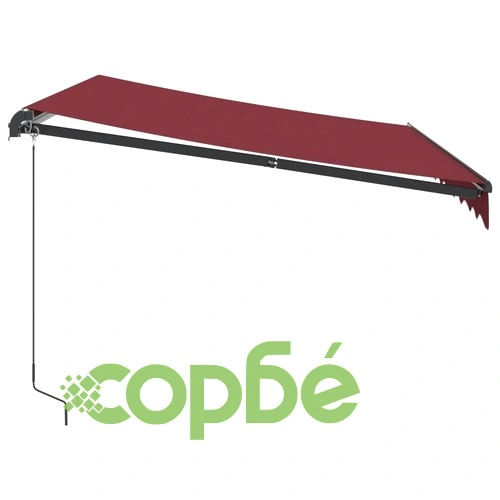 Ръчно прибираща се тента с LED, бордо, 300x250 см ➤ топ цена ➤ sorbe.bg