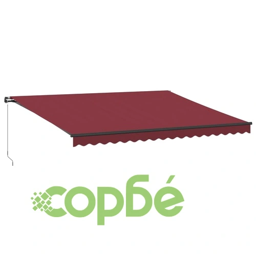 Ръчно прибираща се тента с LED, бордо, 450x300 см ➤ топ цена ➤ sorbe.bg