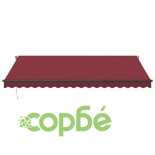 Ръчно прибираща се тента с LED, бордо, 450x300 см ➤ топ цена ➤ sorbe.bg