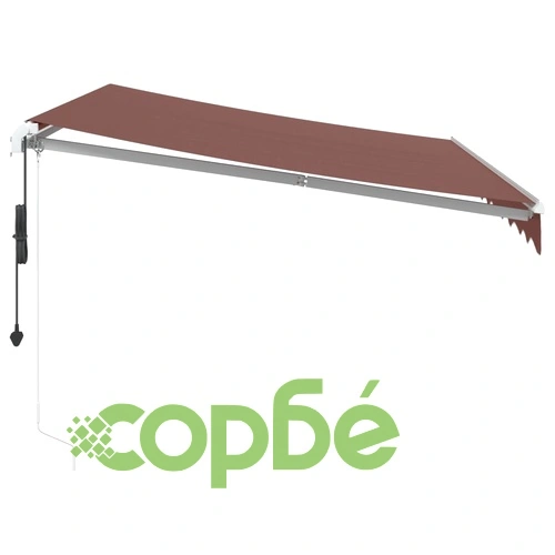 Автоматично прибираща се тента с LED, кафяв, 300x250 см ➤ топ цена ➤ sorbe.bg