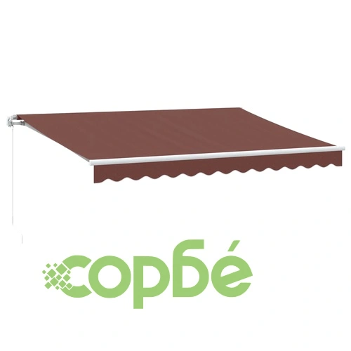 Ръчно прибираща се тента с LED, кафява, 350x250 см ➤ топ цена ➤ sorbe.bg