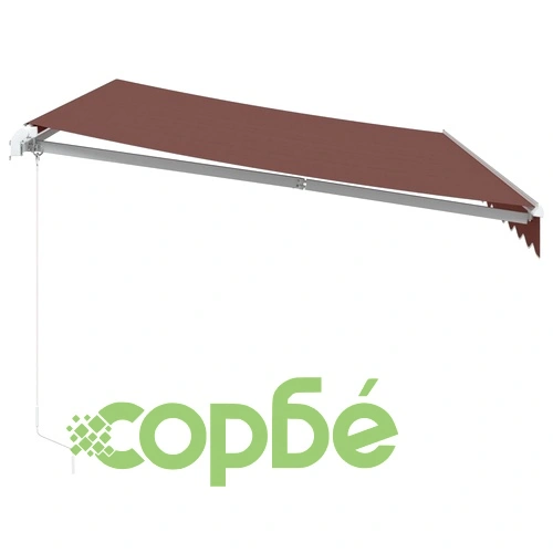 Ръчно прибираща се тента с LED, кафява, 350x250 см ➤ топ цена ➤ sorbe.bg