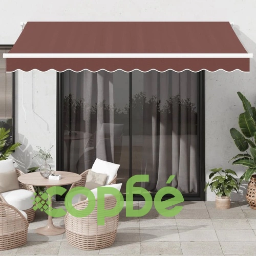 Автоматично прибираща се тента с LED, кафяв, 350x250 см ➤ топ цена ➤ sorbe.bg