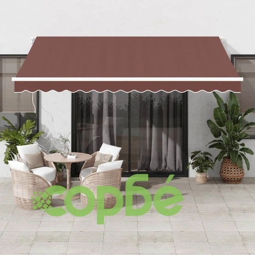 Автоматично прибираща се тента с LED, кафяв, 400x300 см ➤ топ цена ➤ sorbe.bg