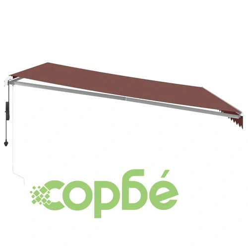 Автоматично прибираща се тента с LED, кафяв, 450x300 см ➤ топ цена ➤ sorbe.bg