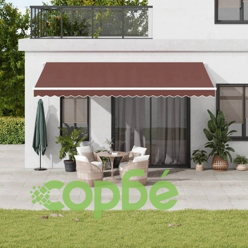 Ръчно прибираща се тента с LED, кафяв, 500x300 см ➤ топ цена ➤ sorbe.bg