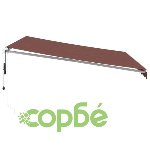 Автоматично прибираща се тента с LED, кафява, 400x350 см ➤ топ цена ➤ sorbe.bg