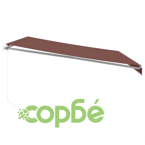 Ръчно прибираща се тента с LED, кафява, 450x350 см ➤ топ цена ➤ sorbe.bg
