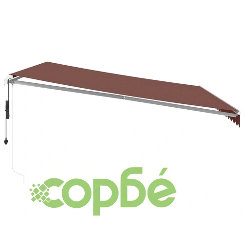 Автоматично прибираща се тента с LED, кафяв, 450x350 см ➤ топ цена ➤ sorbe.bg
