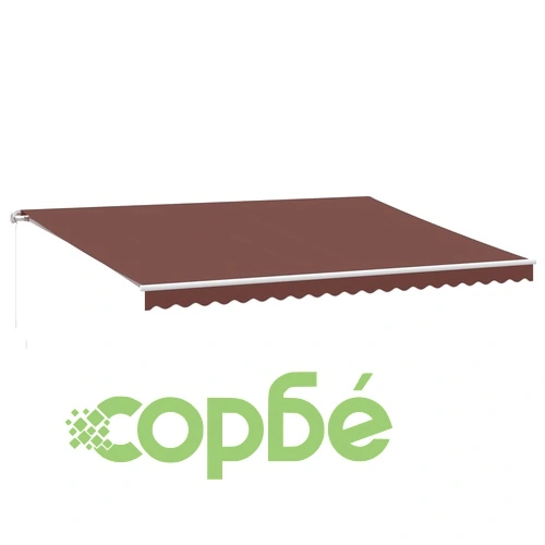 Ръчно прибираща се тента с LED, кафяв, 500x350 см ➤ топ цена ➤ sorbe.bg