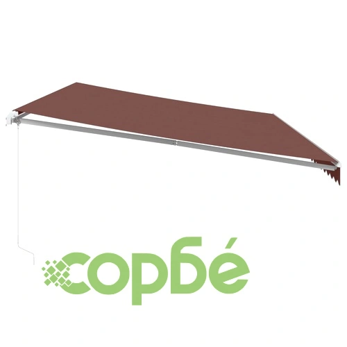 Ръчно прибираща се тента с LED, кафяв, 600x350 см ➤ топ цена ➤ sorbe.bg