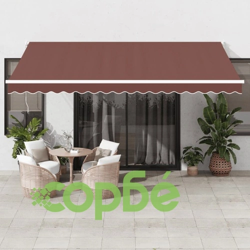 Автоматично прибираща се тента, кафяв, 450x300 см ➤ топ цена ➤ sorbe.bg